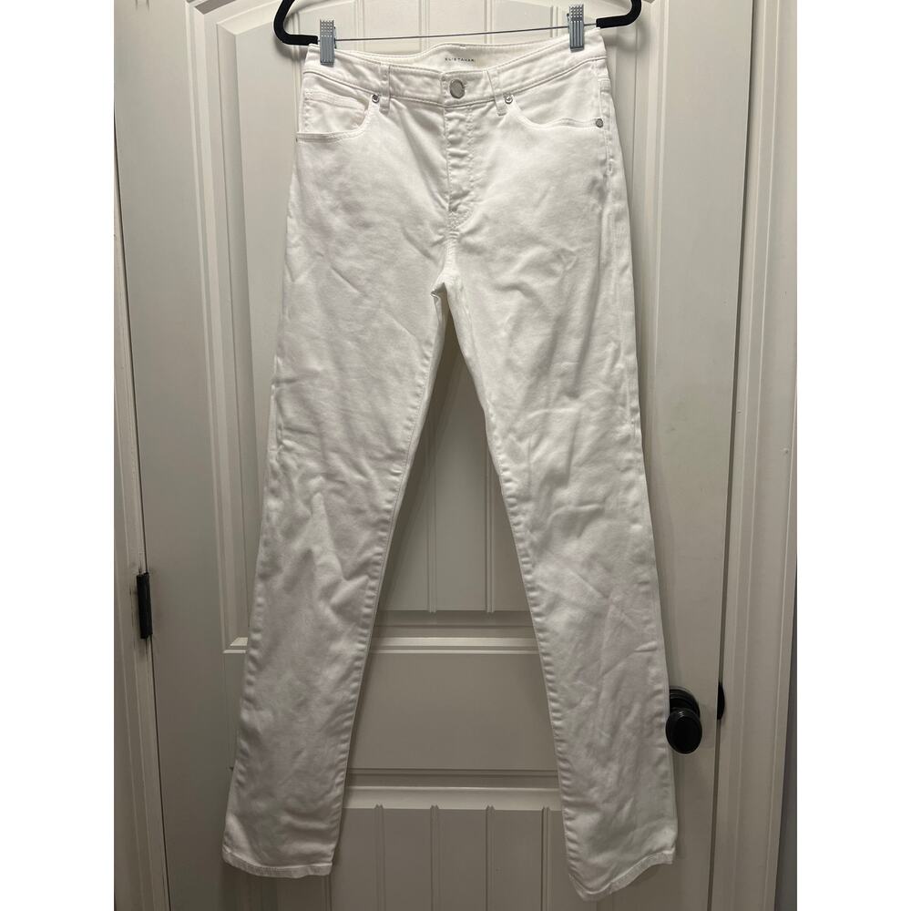 Elie Tahari Women’s Jade High Rise Fitted Straight Leg Denim Jeans Size 8 White